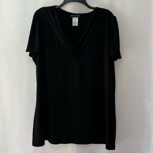 Time and Tru black casual ribbed tee hem detail size XL